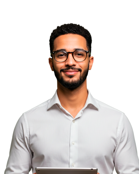 Hombre ejecutivo del departamento de atención a clientes Es-Remoto.Work